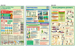 Плакати з охорони праці пожежна безпека, цивільний захист, електробезпека, перша медична допомога для підприємств комплект №1004. Інформаційні стенди компьютерная безопасность, электробезопасность, первая медицинская помощь
