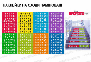 Наклейки на сходи "Таблиця множення" №А14