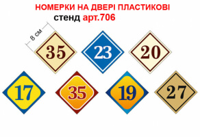 Номерки на двері пластикові 8х8 см №706