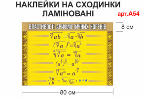 Наклейки на ступеньки "Свойства арифметических корней" №А54