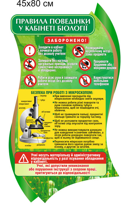 Техніка безпеки в кабінеті біології