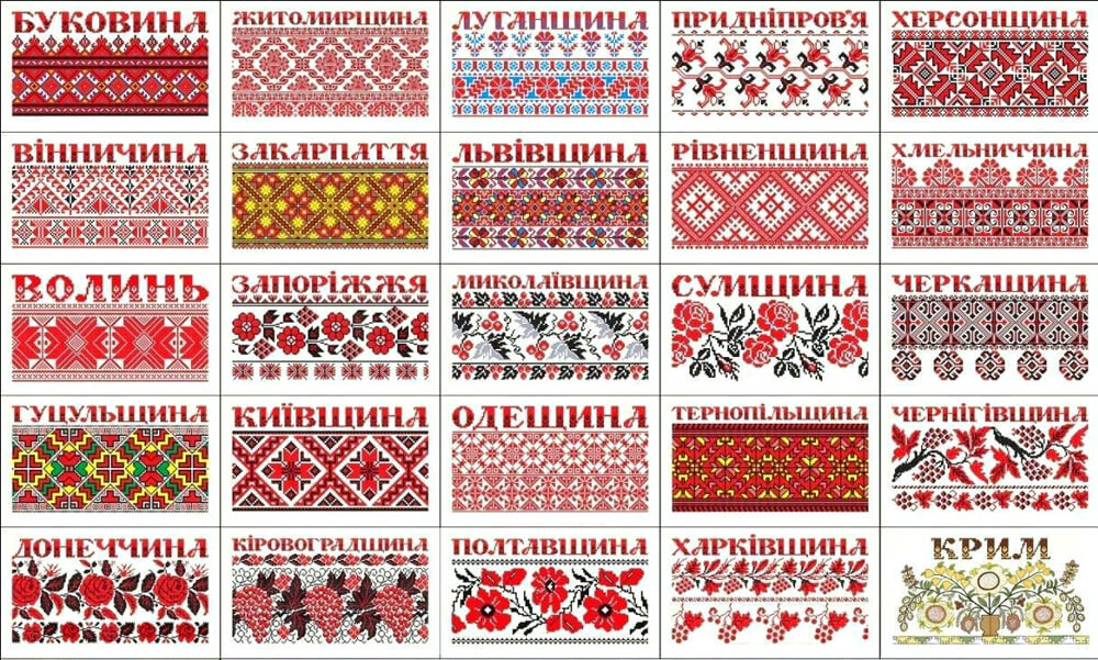зразки вишивки характерні для різних областей України